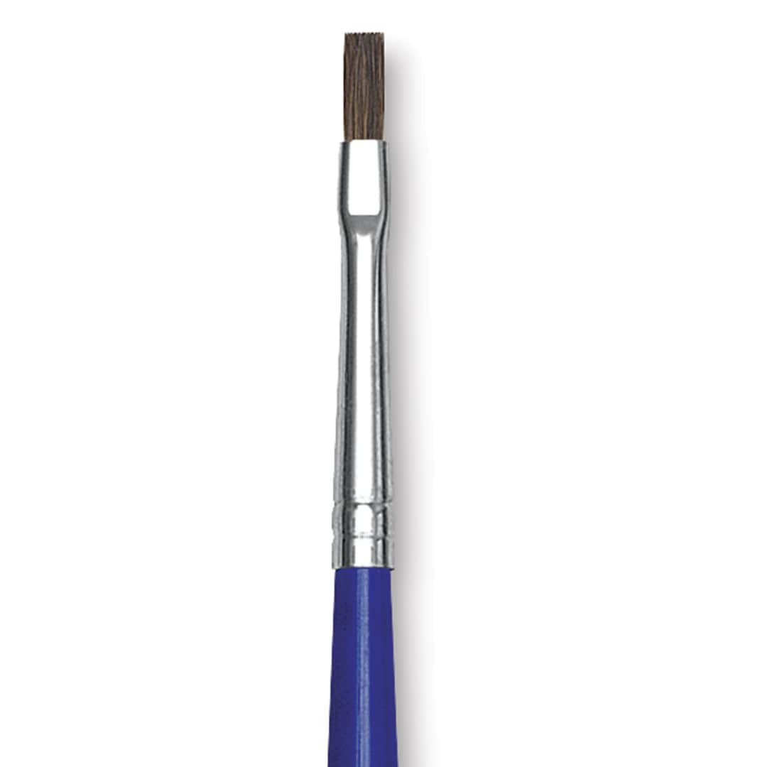 Open in modal - Blick Scholastic Red Sable Brush - Flat, Long Handle, Size 2 close up