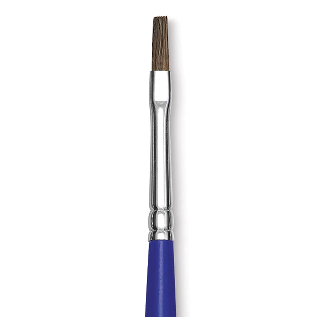 Open in modal - Blick Scholastic Red Sable Brush - Flat, Long Handle, Size 4 close up