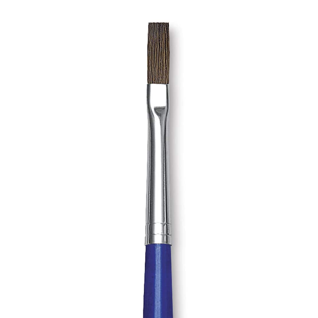 Open in modal - Blick Scholastic Red Sable Brush - Flat, Long Handle, Size 6 close up