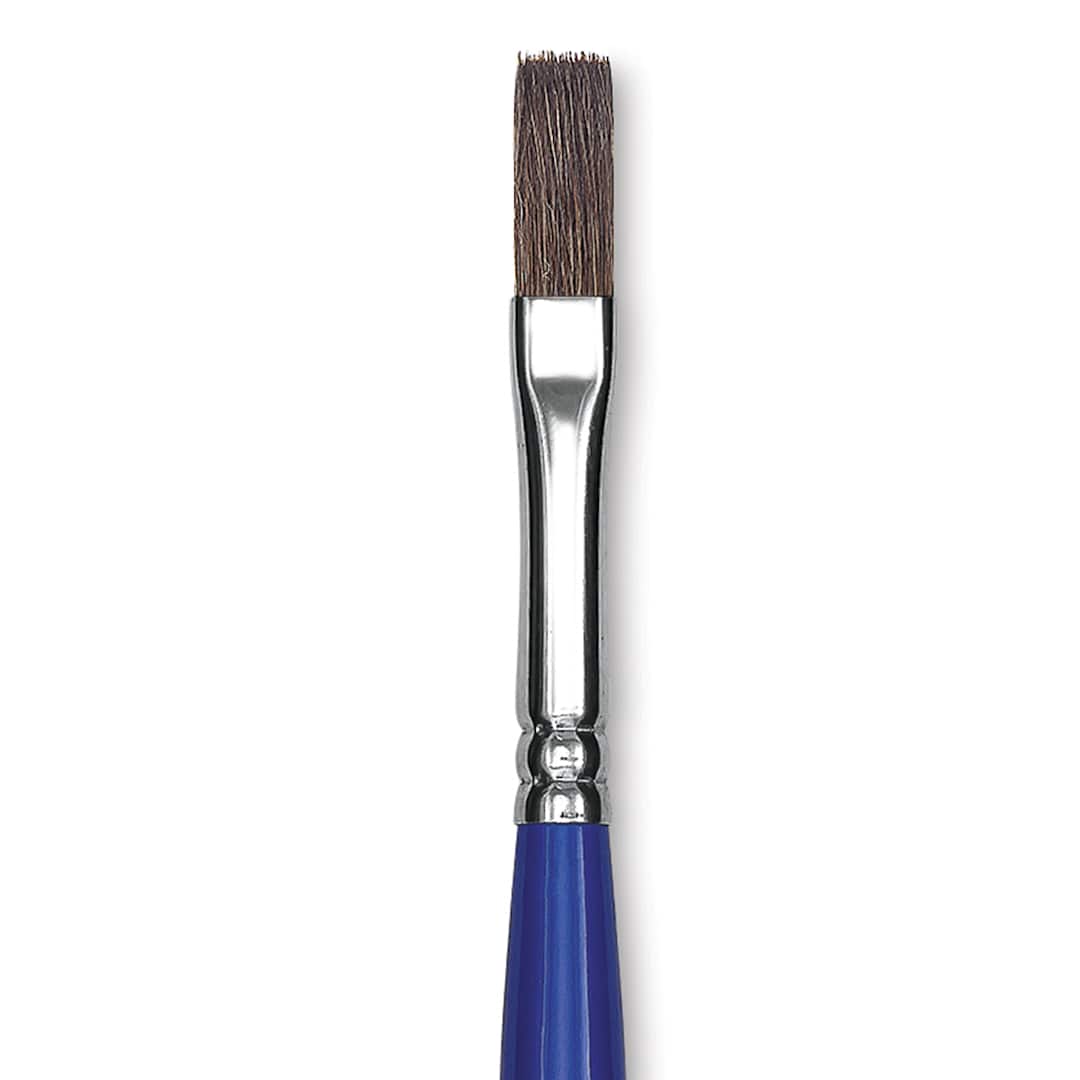 Open in modal - Blick Scholastic Red Sable Brush - Flat, Long Handle, Size 8 close up