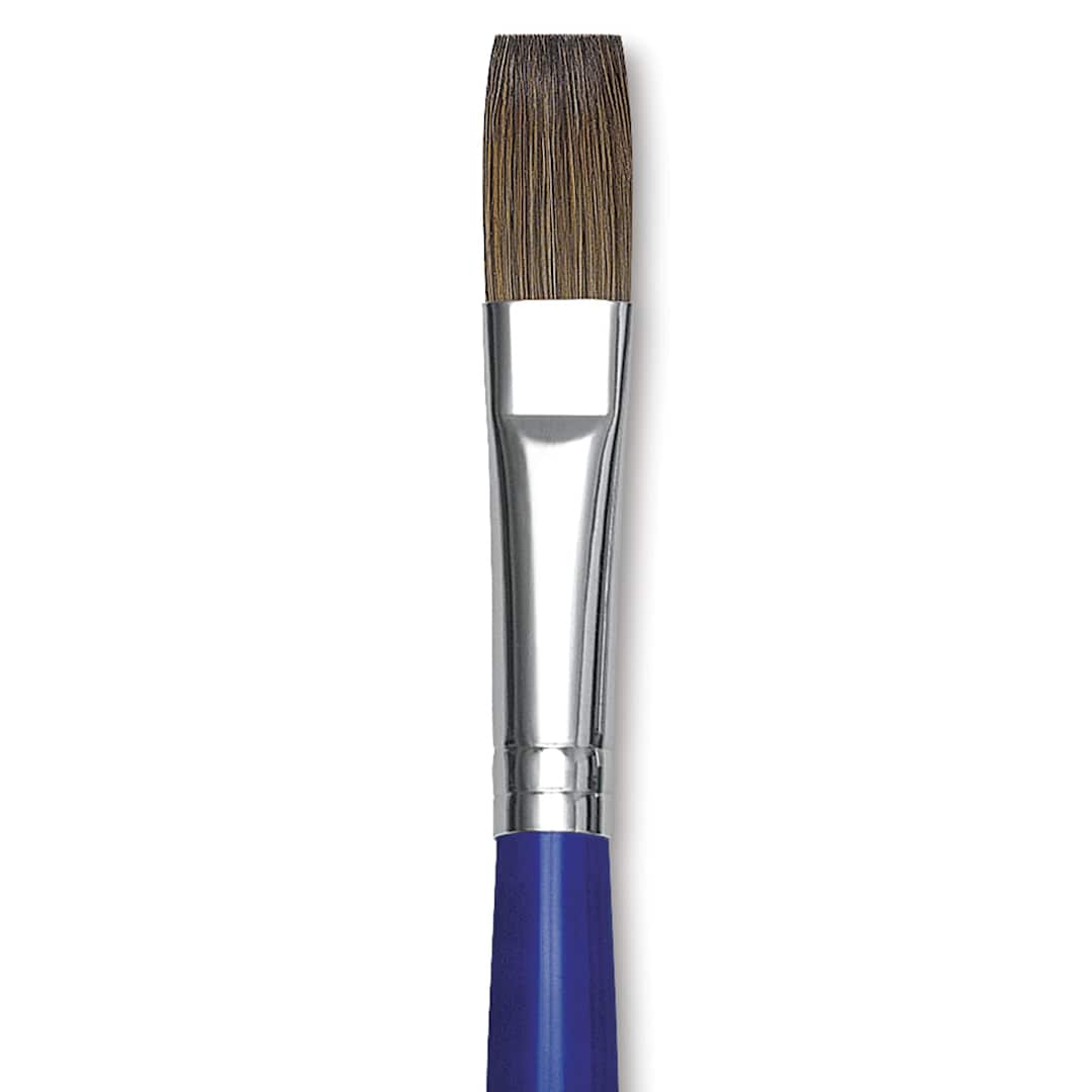 Open in modal - Blick Scholastic Red Sable Brush - Flat, Long Handle, Size 12 close up
