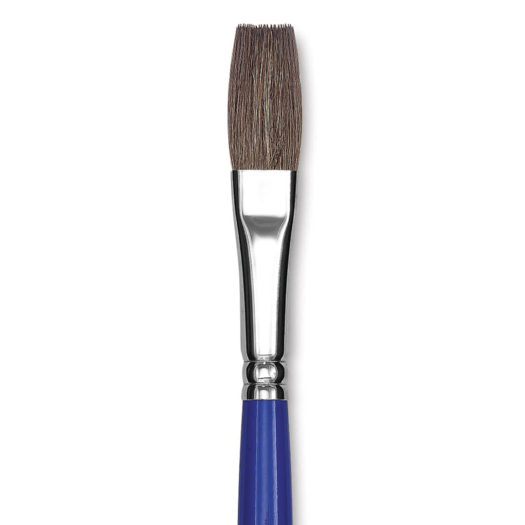 Open in modal - Blick Scholastic Red Sable Brush - Flat, Long Handle, Size 14 close up