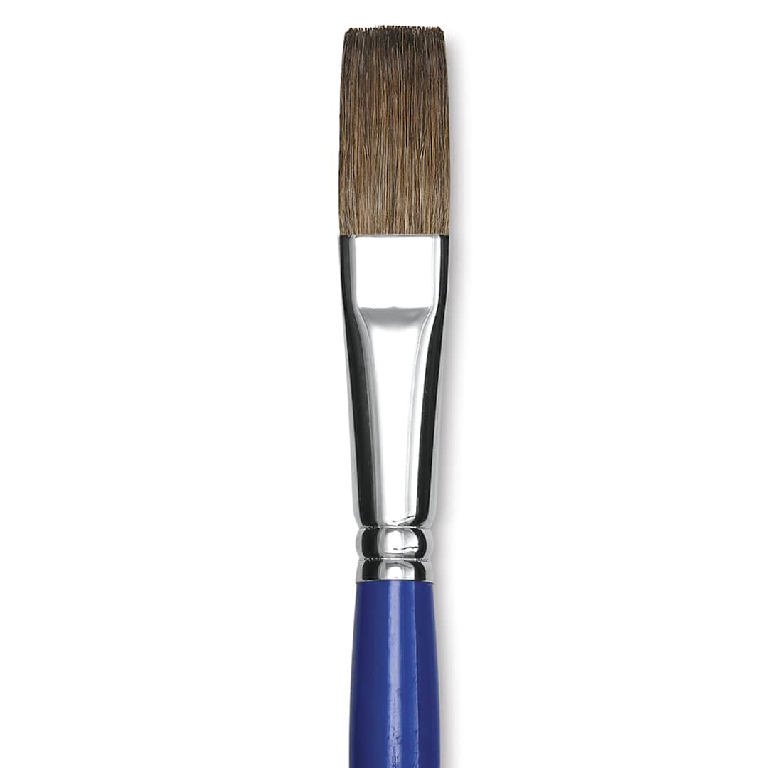 Open in modal - Blick Scholastic Red Sable Brush - Flat, Long Handle, Size 16 close up