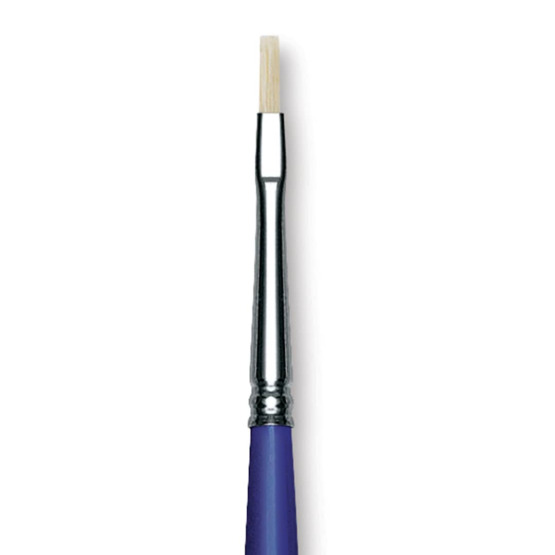 Open in modal - Blick Scholastic White Bristle Brush - Flat, Size 1 close up