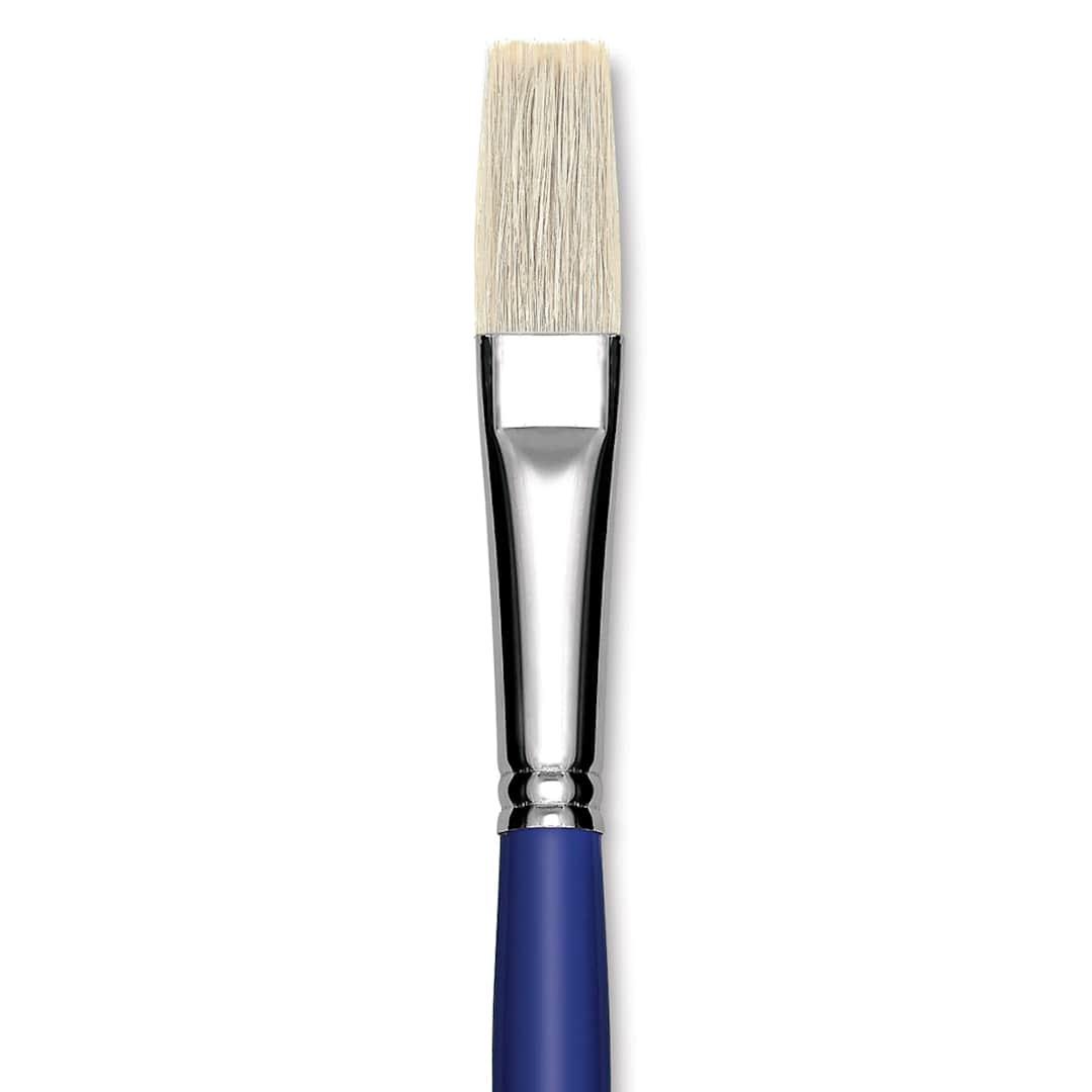 Open in modal - Blick Scholastic White Bristle Brush - Flat, Size 16 close up
