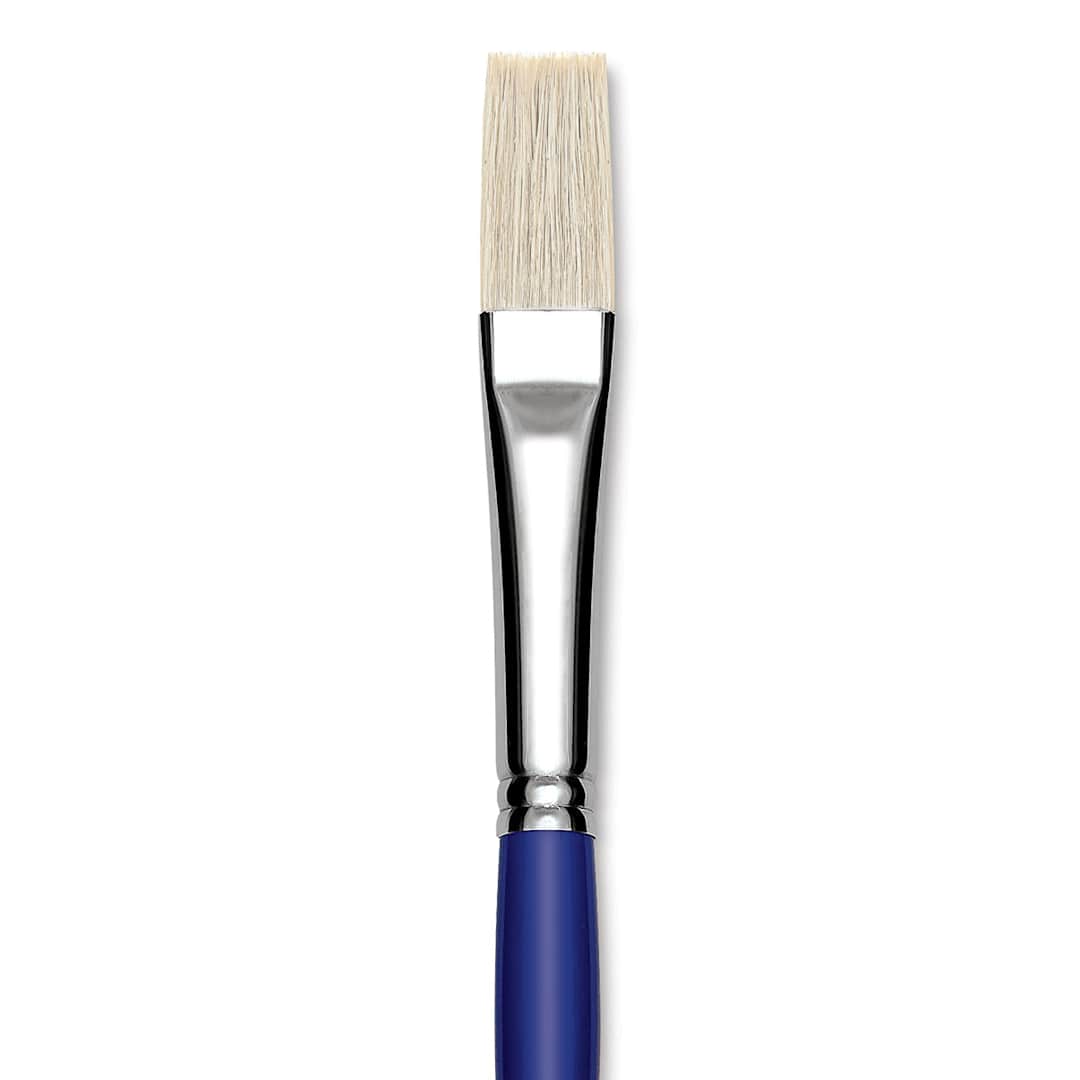 Open in modal - Blick Scholastic White Bristle Brush - Flat, Size 18 close up