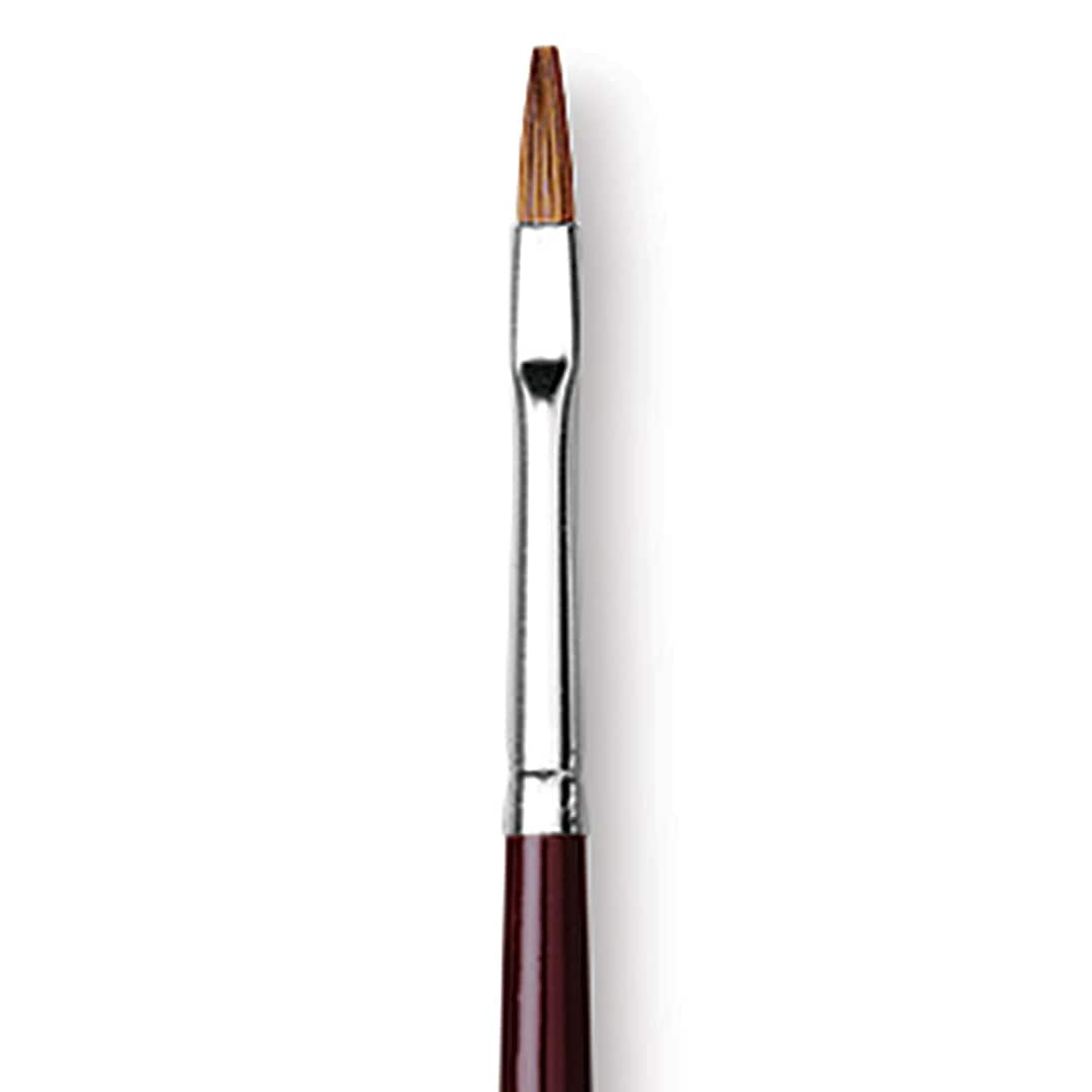 Open in modal - Da Vinci Kolinsky Red Sable Oil Brush - Flat, Long Handle, Size 2 (close-up)