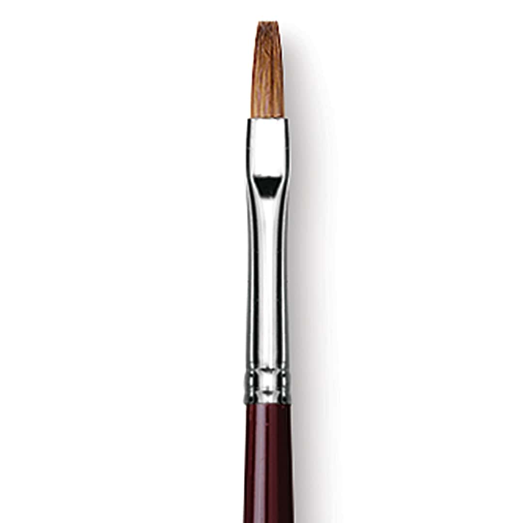 Open in modal - Da Vinci Kolinsky Red Sable Oil Brush - Flat, Long Handle, Size 4 (close-up)