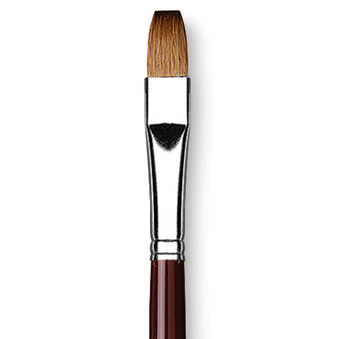 Open in modal - Da Vinci Kolinsky Red Sable Oil Brush - Flat, Long Handle, Size 10 (close-up)