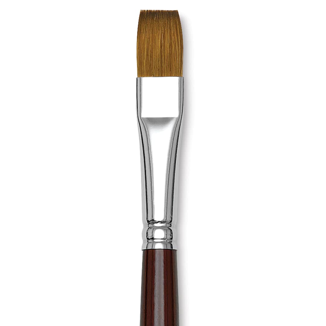 Open in modal - Da Vinci Kolinsky Red Sable Oil Brush - Flat, Long Handle, Size 12 (close-up)
