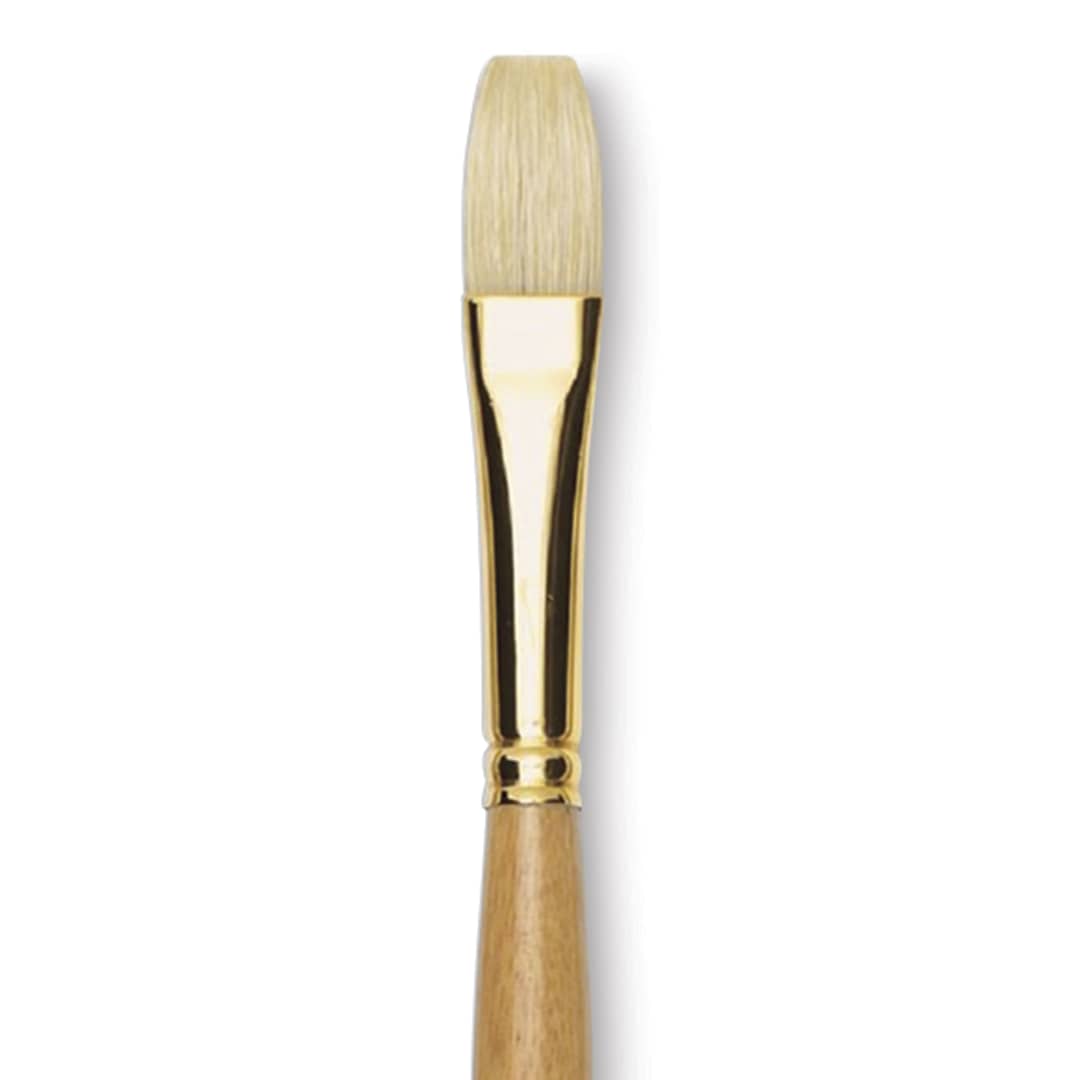 Open in modal - Raphaël D'Artigny Interlocked White Bristle Brush - Flat, Long Handle, Size 14
