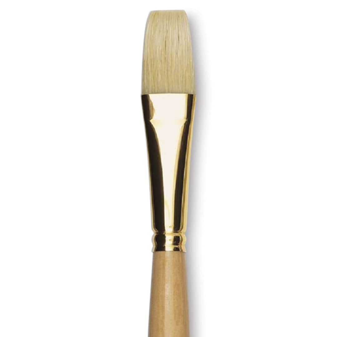Open in modal - Raphaël D'Artigny Interlocked White Bristle Brush - Flat, Long Handle, Size 20