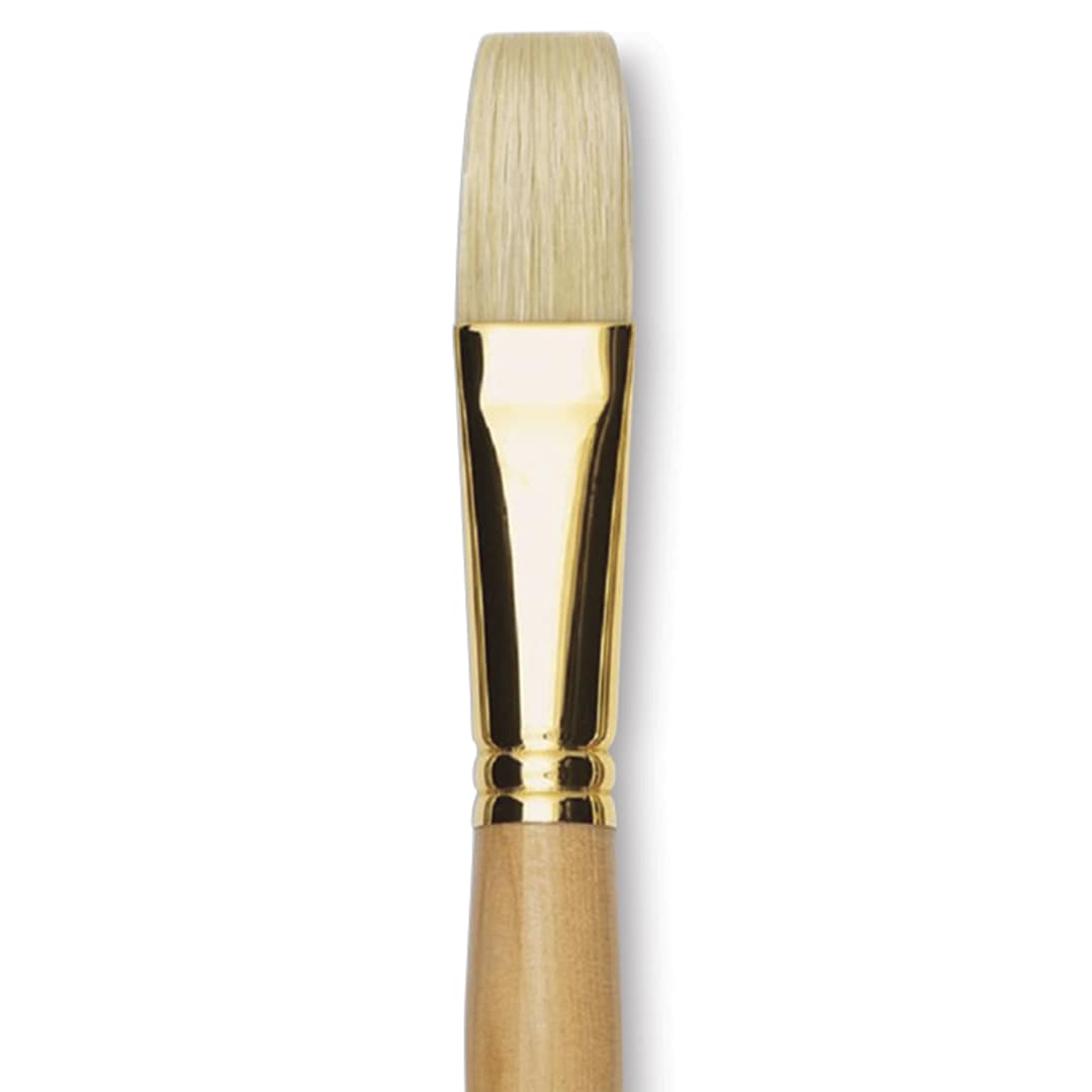 Open in modal - Raphaël D'Artigny Interlocked White Bristle Brush - Flat, Long Handle, Size 22
