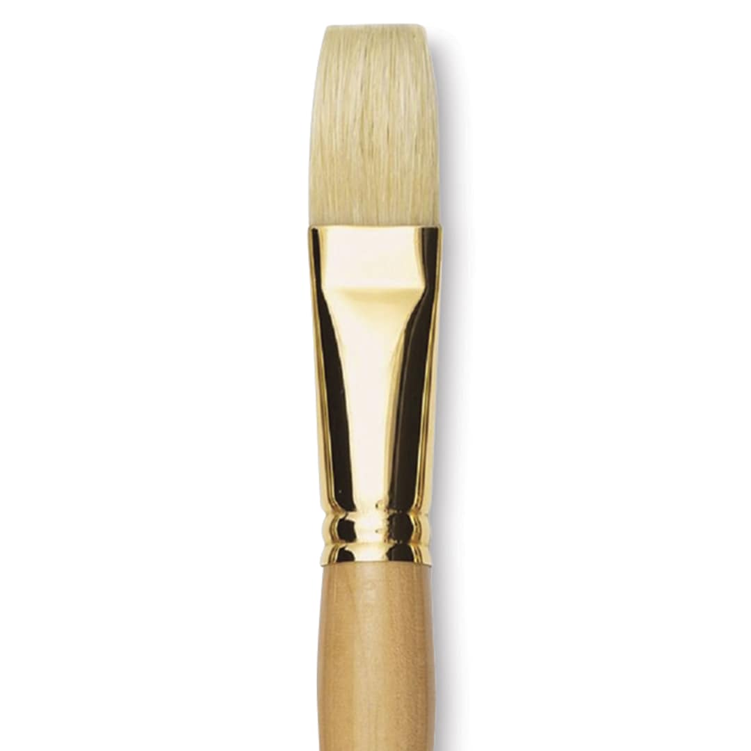Open in modal - Raphaël D'Artigny Interlocked White Bristle Brush - Flat, Long Handle, Size 24