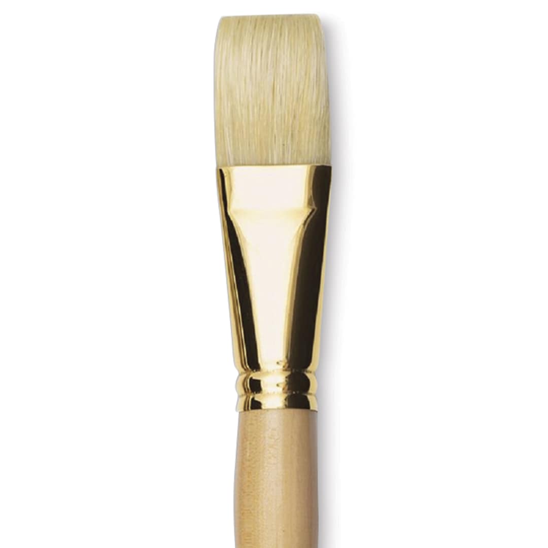 Open in modal - Raphaël D'Artigny Interlocked White Bristle Brush - Flat, Long Handle, Size 26