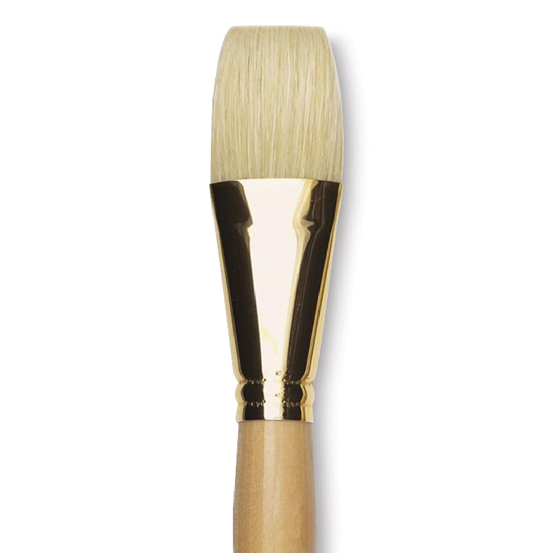 Open in modal - Raphaël D'Artigny Interlocked White Bristle Brush - Flat, Long Handle, Size 28