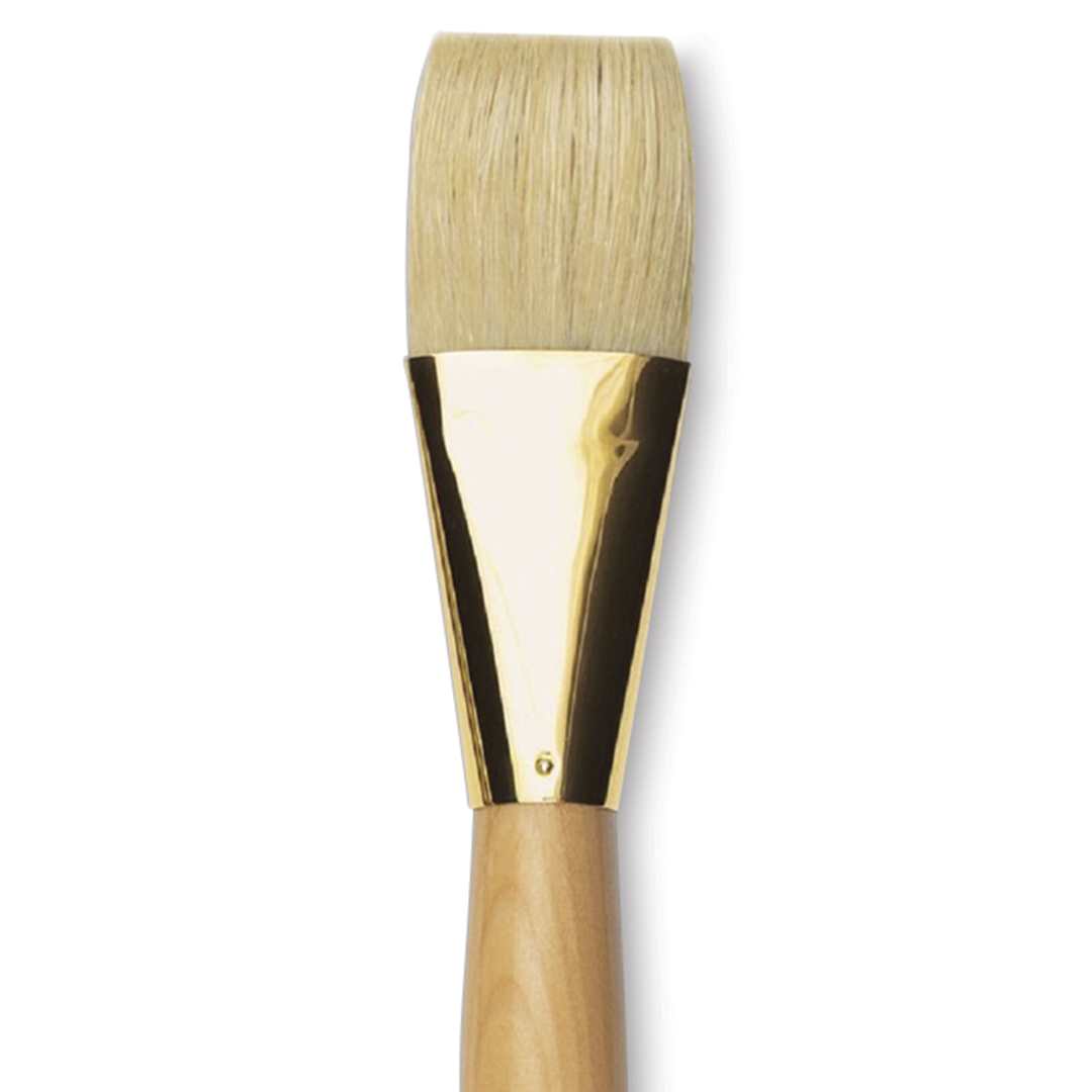 Open in modal - Raphaël D'Artigny Interlocked White Bristle Brush - Flat, Long Handle, Size 30