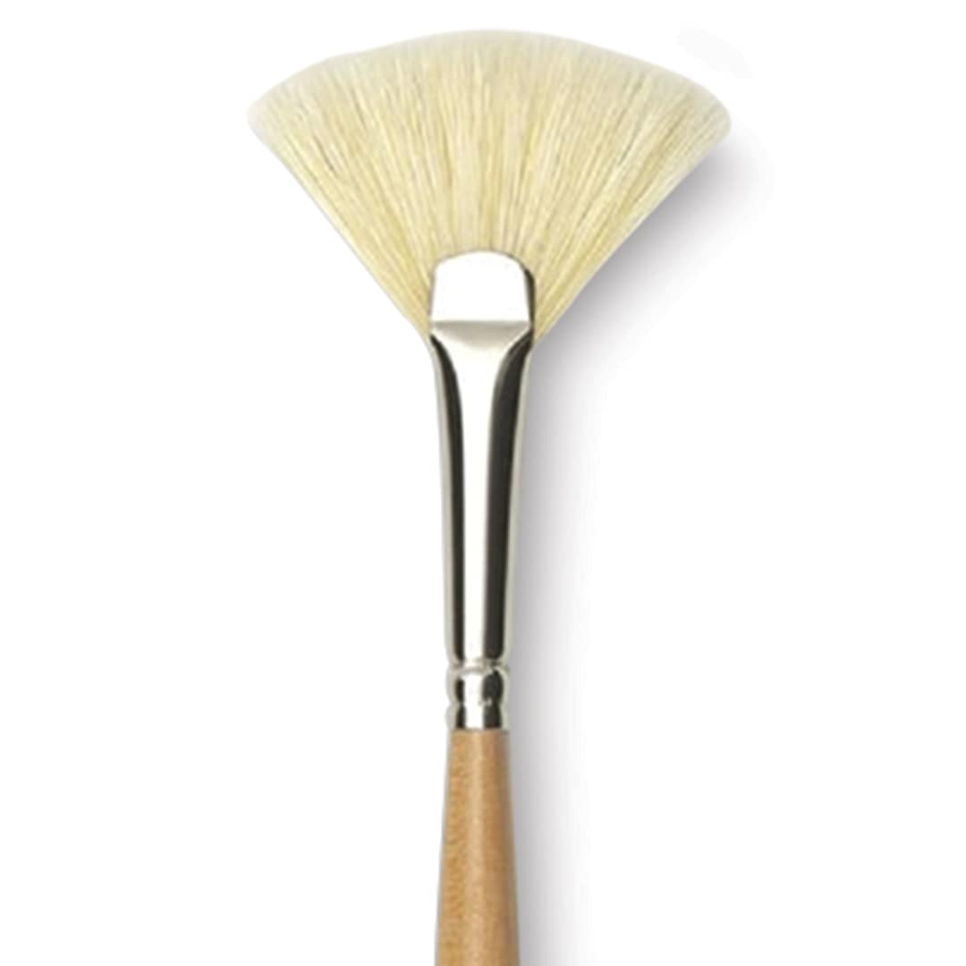Open in modal - Raphaël D'Artigny Interlocked White Bristle Brush - Fan, Long Handle, Size 8