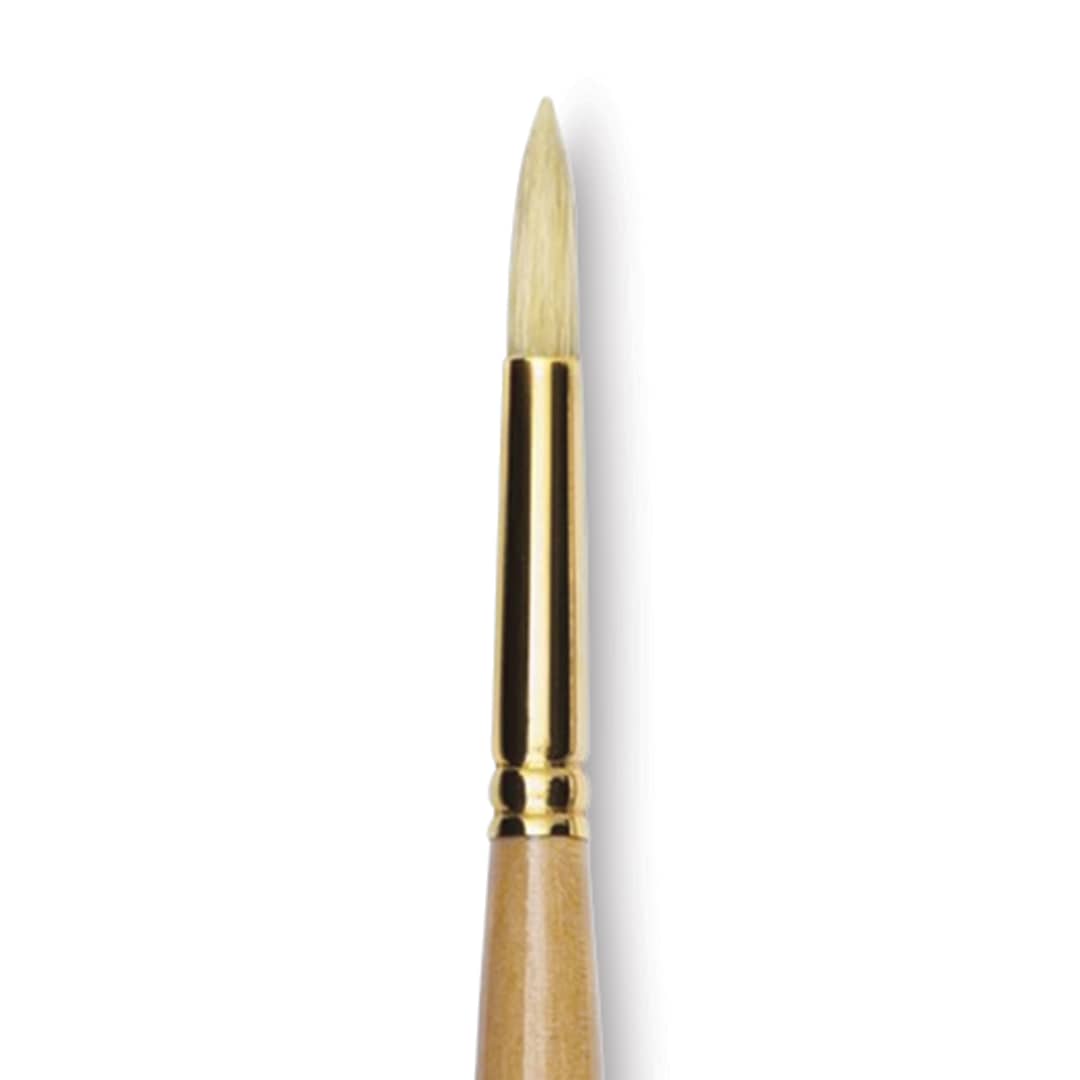 Open in modal - Raphaël D'Artigny Interlocked White Bristle Brush - Round, Long Handle, Size 10