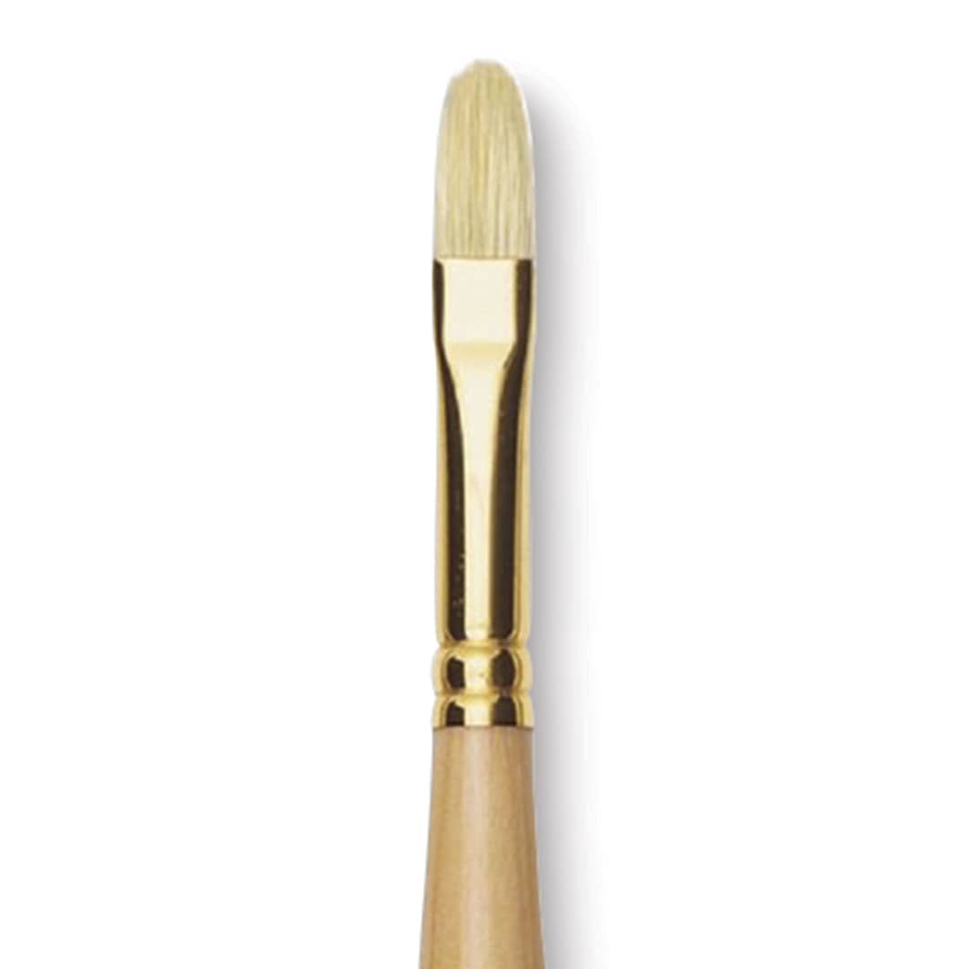 Open in modal - Raphaël D'Artigny Interlocked White Bristle Brush - Filbert, Long Handle, Size 6