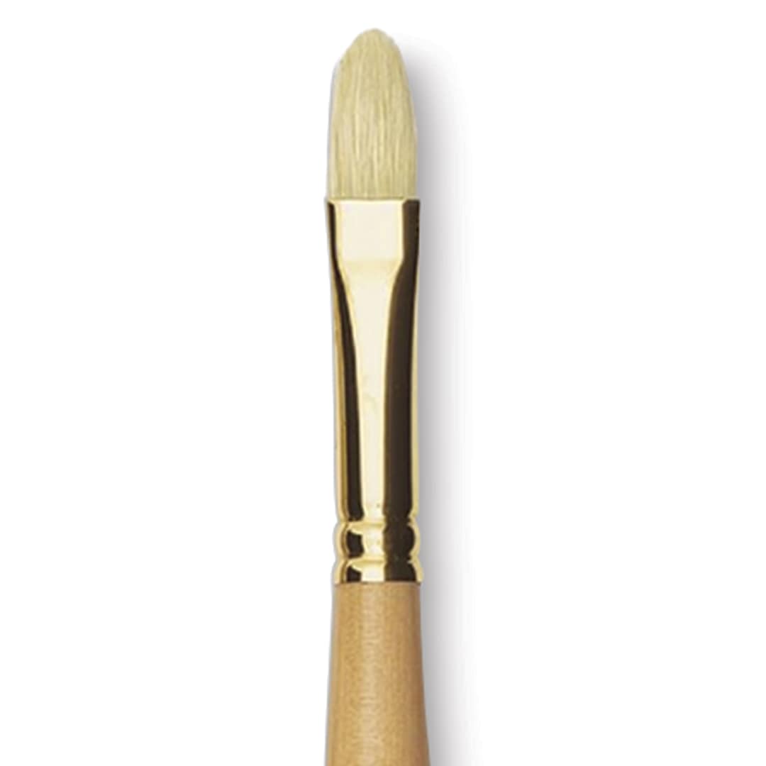 Open in modal - Raphaël D'Artigny Interlocked White Bristle Brush - Filbert, Long Handle, Size 8