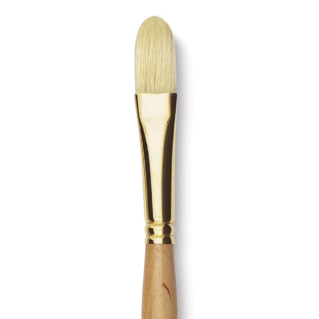 Open in modal - Raphaël D'Artigny Interlocked White Bristle Brush - Filbert, Long Handle, Size 16