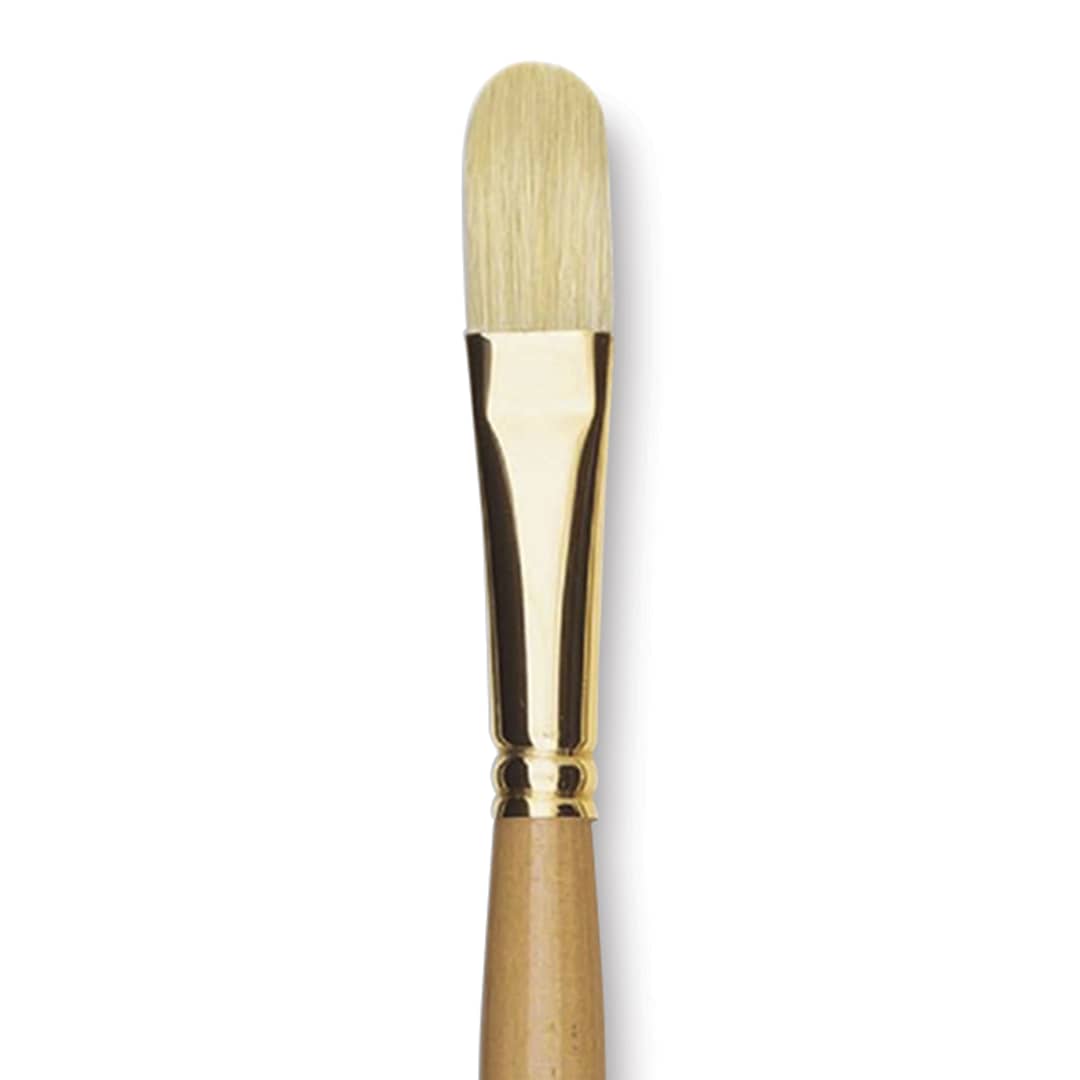 Open in modal - Raphaël D'Artigny Interlocked White Bristle Brush - Filbert, Long Handle, Size 18