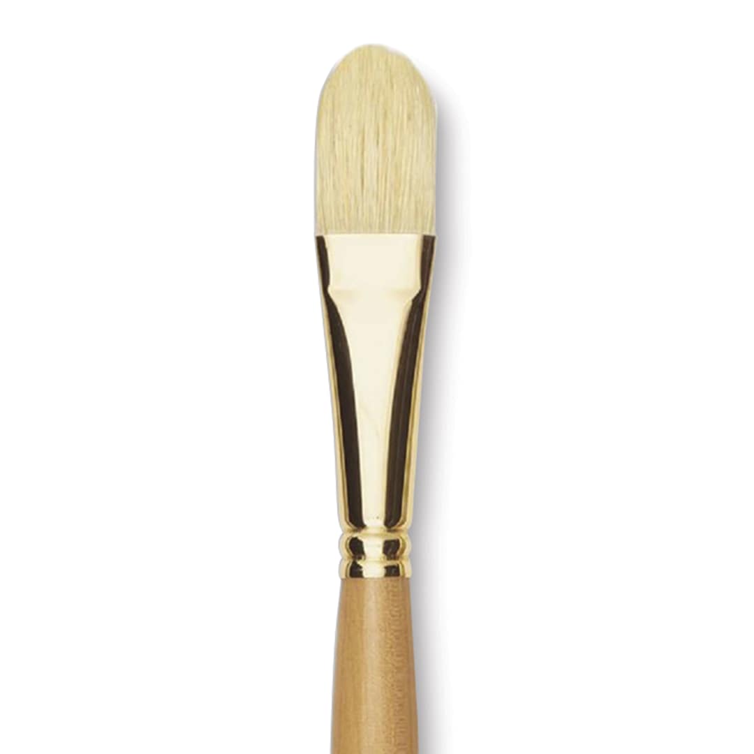 Open in modal - Raphaël D'Artigny Interlocked White Bristle Brush - Filbert, Long Handle, Size 20