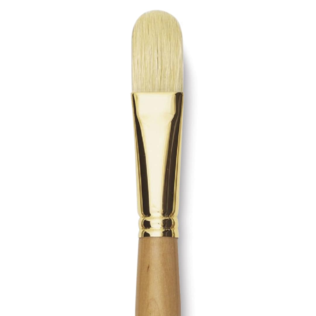Open in modal - Raphaël D'Artigny Interlocked White Bristle Brush - Filbert, Long Handle, Size 22
