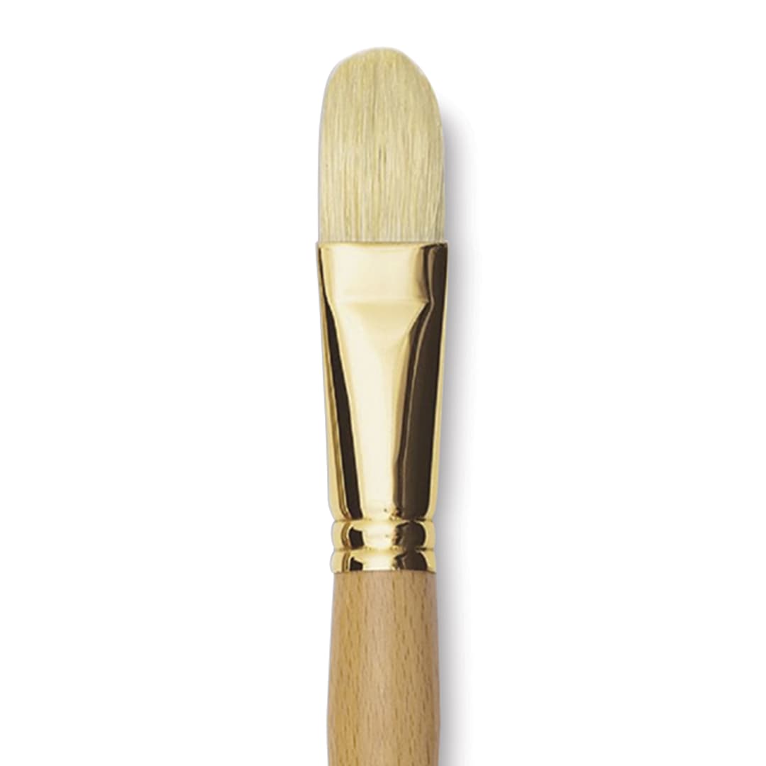 Open in modal - Raphaël D'Artigny Interlocked White Bristle Brush - Filbert, Long Handle, Size 24