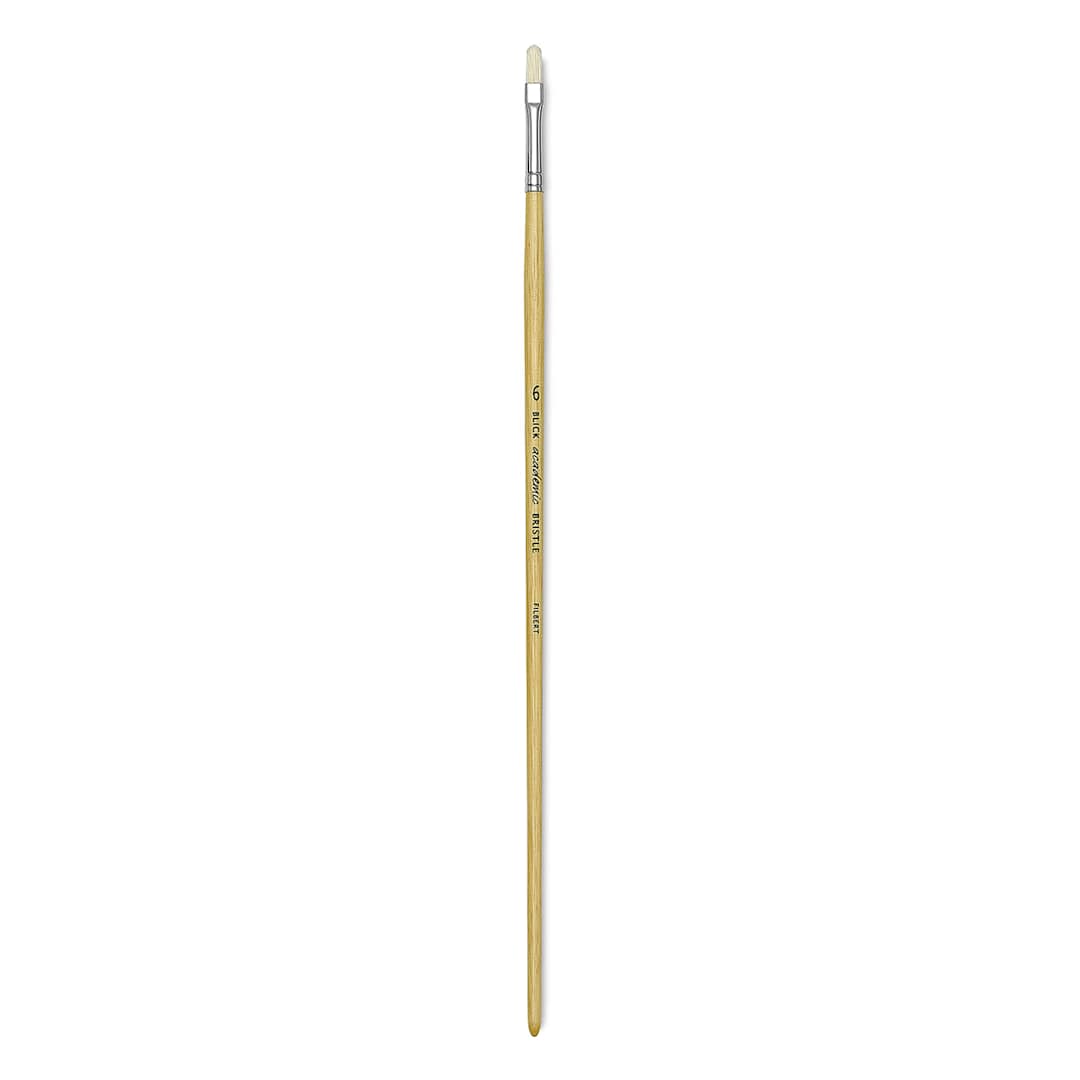 Open in modal - Blick Academic Bristle Brushes - Long handled Filbert Brush shown upright
