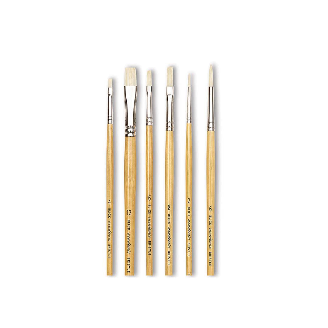 Open in modal - Blick Academic White Bristle - Set of 6 Small brushes shown upright