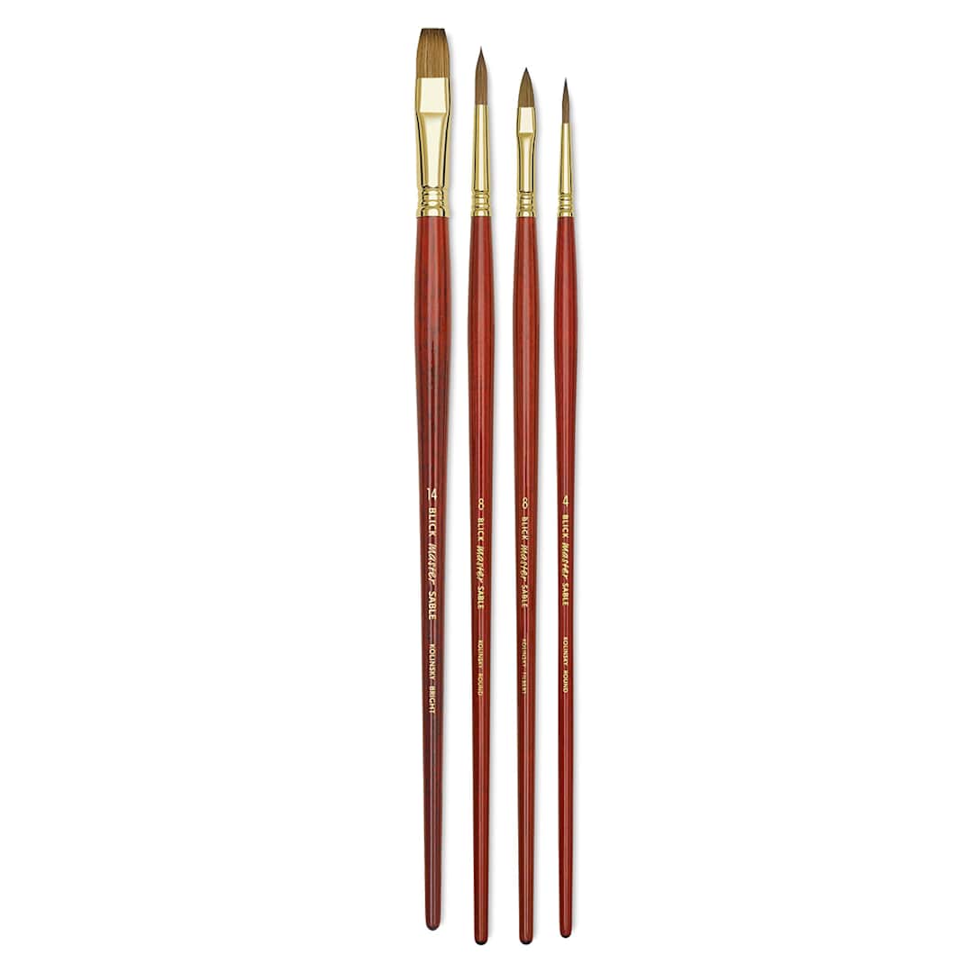 Open in modal - Blick Master Kolinsky Sable Brushes - Set of 4, Long Handle