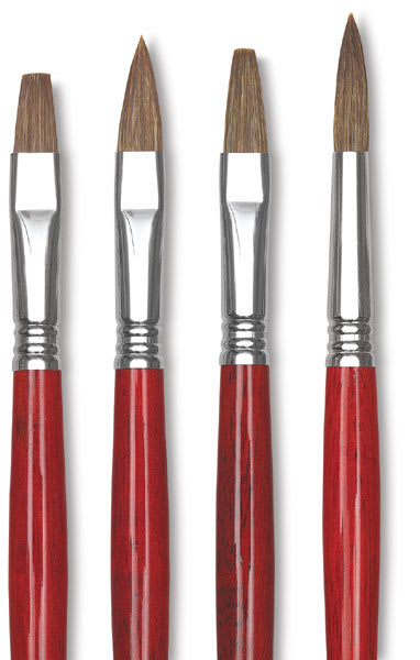 Open in modal - Bravo Light Ox Hair Brushes - Closeup of tips of 4 types of brushes

