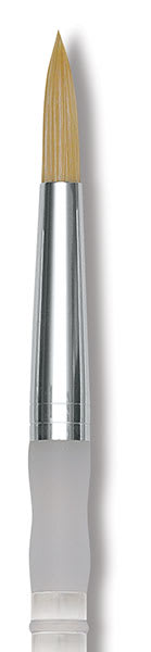 Open in modal - Royal & Langnickel Soft Grip Golden Taklon Brush - Round, Long Handle, Size 6, close-up