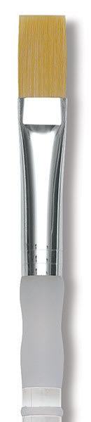 Open in modal - Royal & Langnickel Soft Grip Golden Taklon Brush - Flat, Long Handle, Size 6, close-up