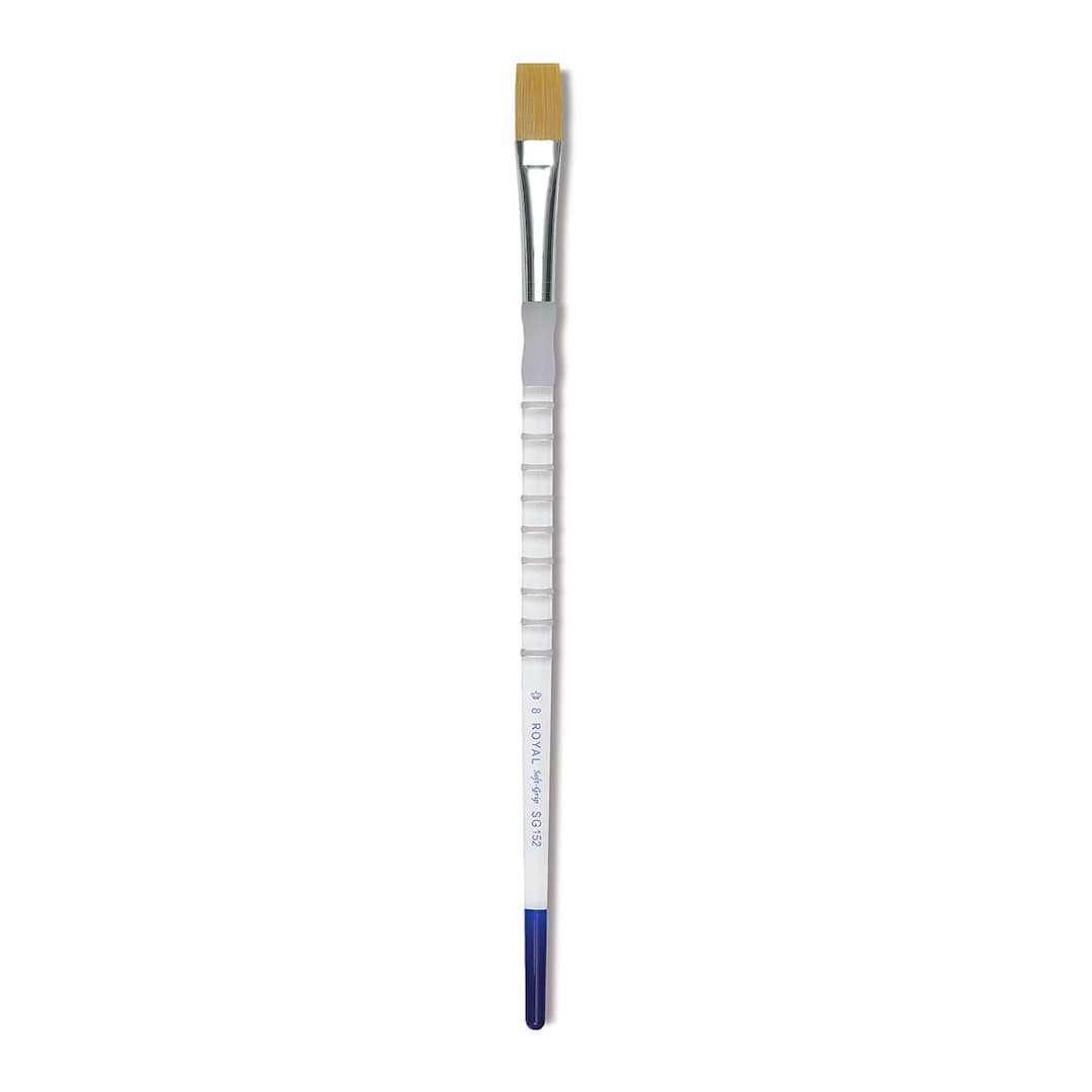 Open in modal - Royal & Langnickel Soft Grip Golden Taklon Brush - Flat, Long Handle, Size 8