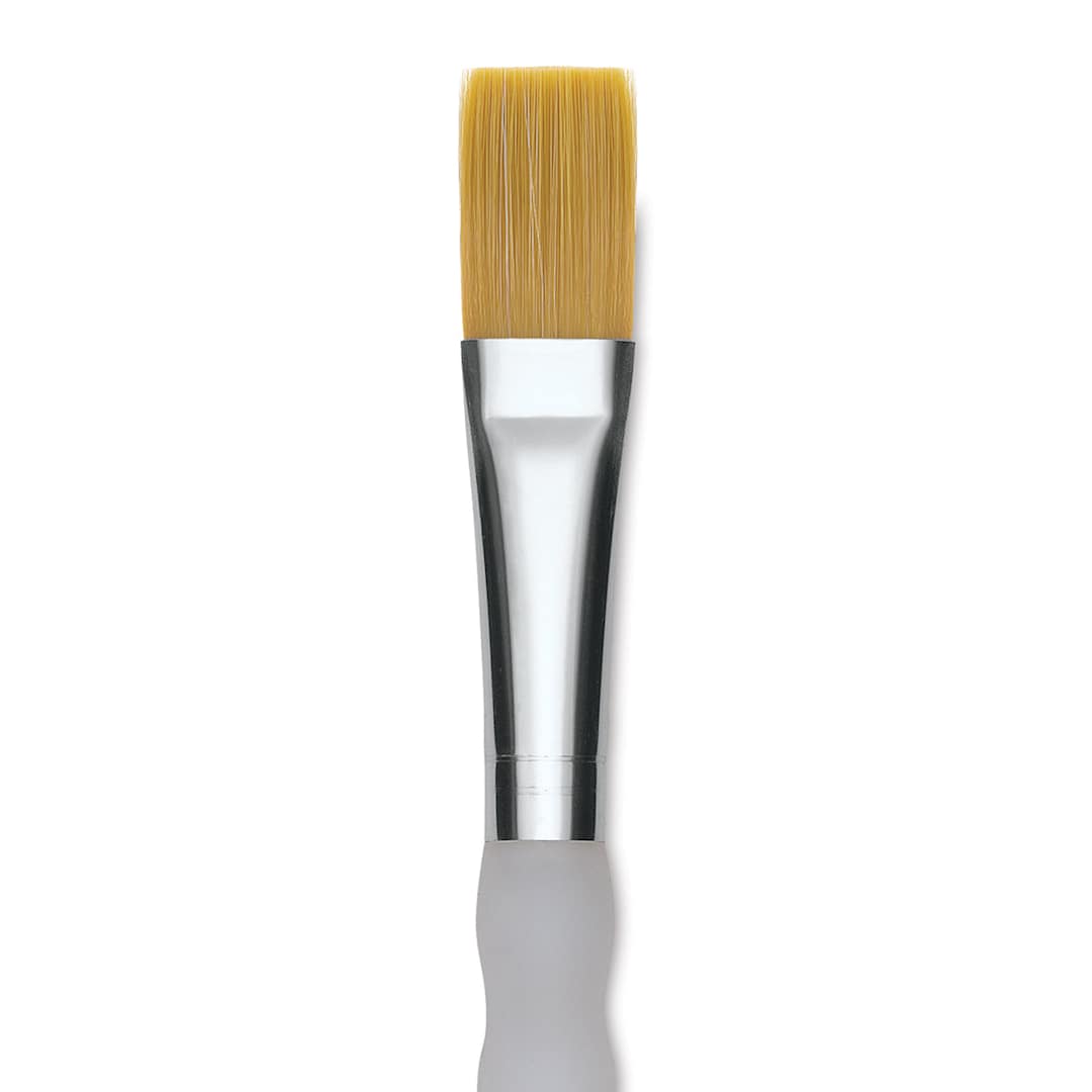 Open in modal - Royal & Langnickel Soft Grip Golden Taklon Brush - Flat, Long Handle, Size 10, close-up