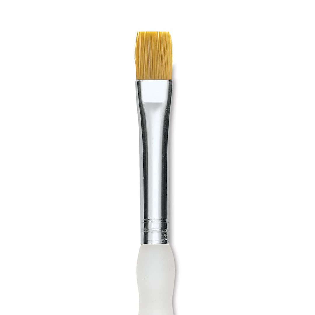 Open in modal - Royal & Langnickel Soft Grip Golden Taklon Brush - Wash, Long Handle, Size 4, close-up