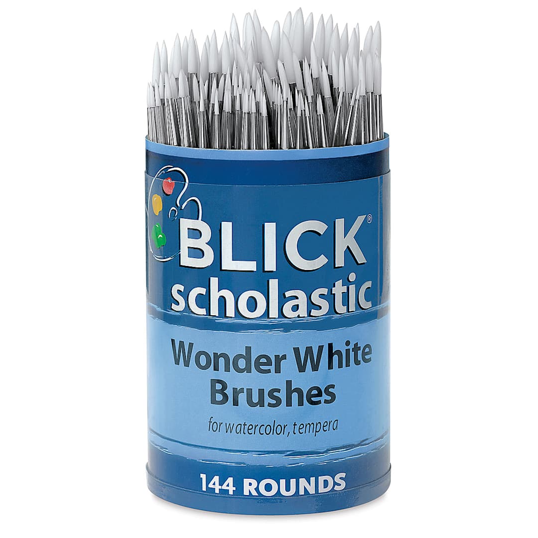 Open in modal - Blick Scholastic Wonder White Brush Set - Round, Short Handle, Set of 144