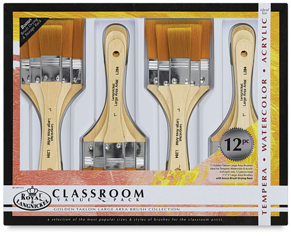 Open in modal - Golden Taklon Large Area Brushes, Set of 12  Front of Package