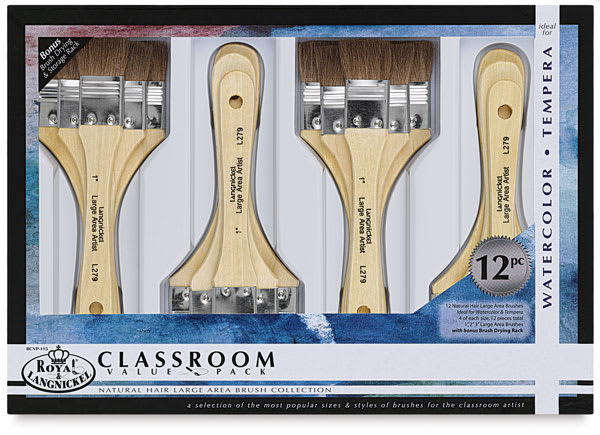 Open in modal - Royal Langnickel Natural Hair Classroom Value Packs - Top of package of Large Area Brushes
