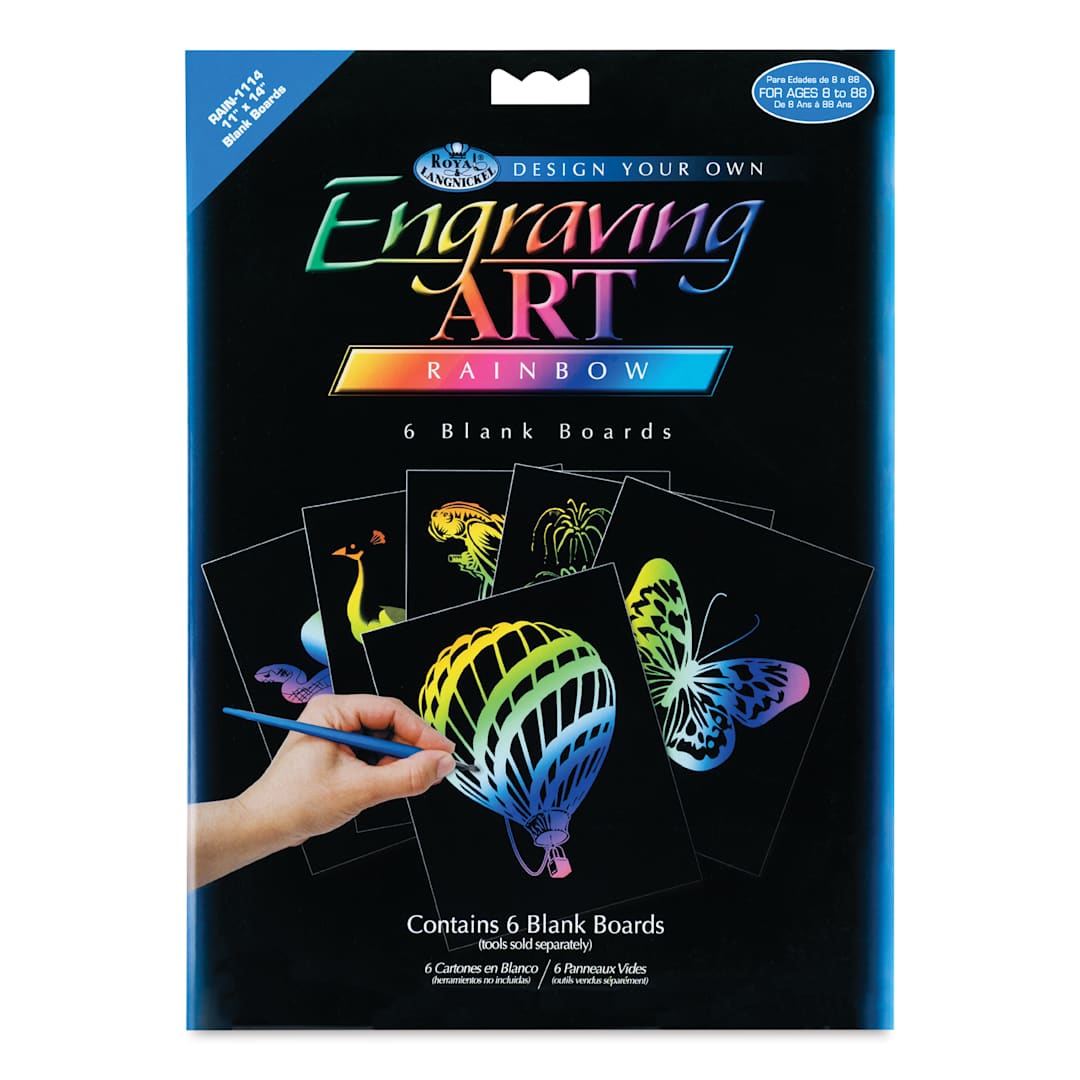 Open in modal - Royal & Langnickel Engraving Art Blank Board - Rainbow Foil, 11" x 14", Pkg of 6 front of packaging