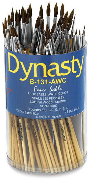 Open in modal - Dynasty Synthetic Sable Brush Canisters - Front of canister of 72 Short Handle Round brushes