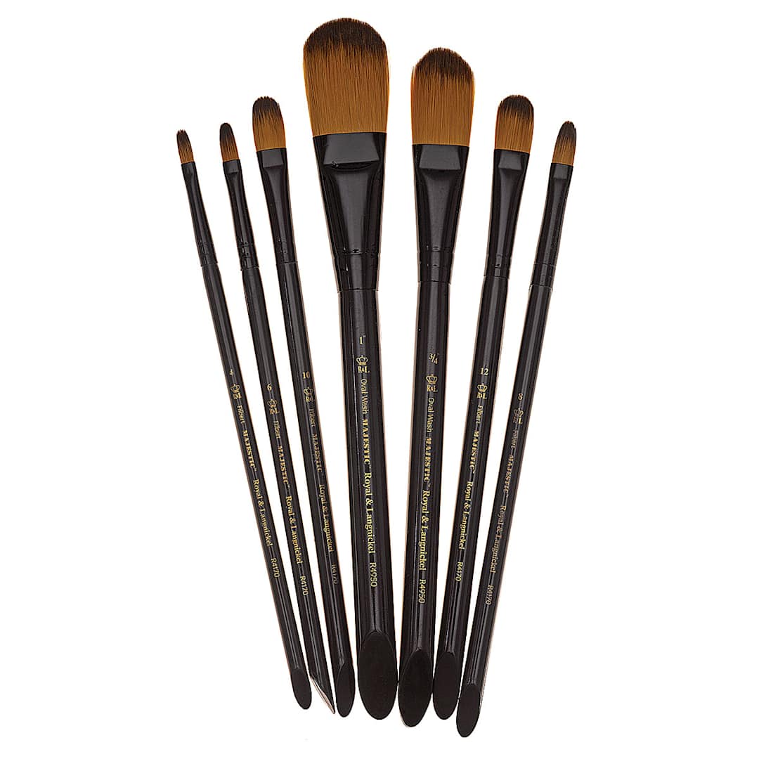Open in modal - Royal Langnickel Majestic Brushes and Sets - Filbert/Wash, Set of 7