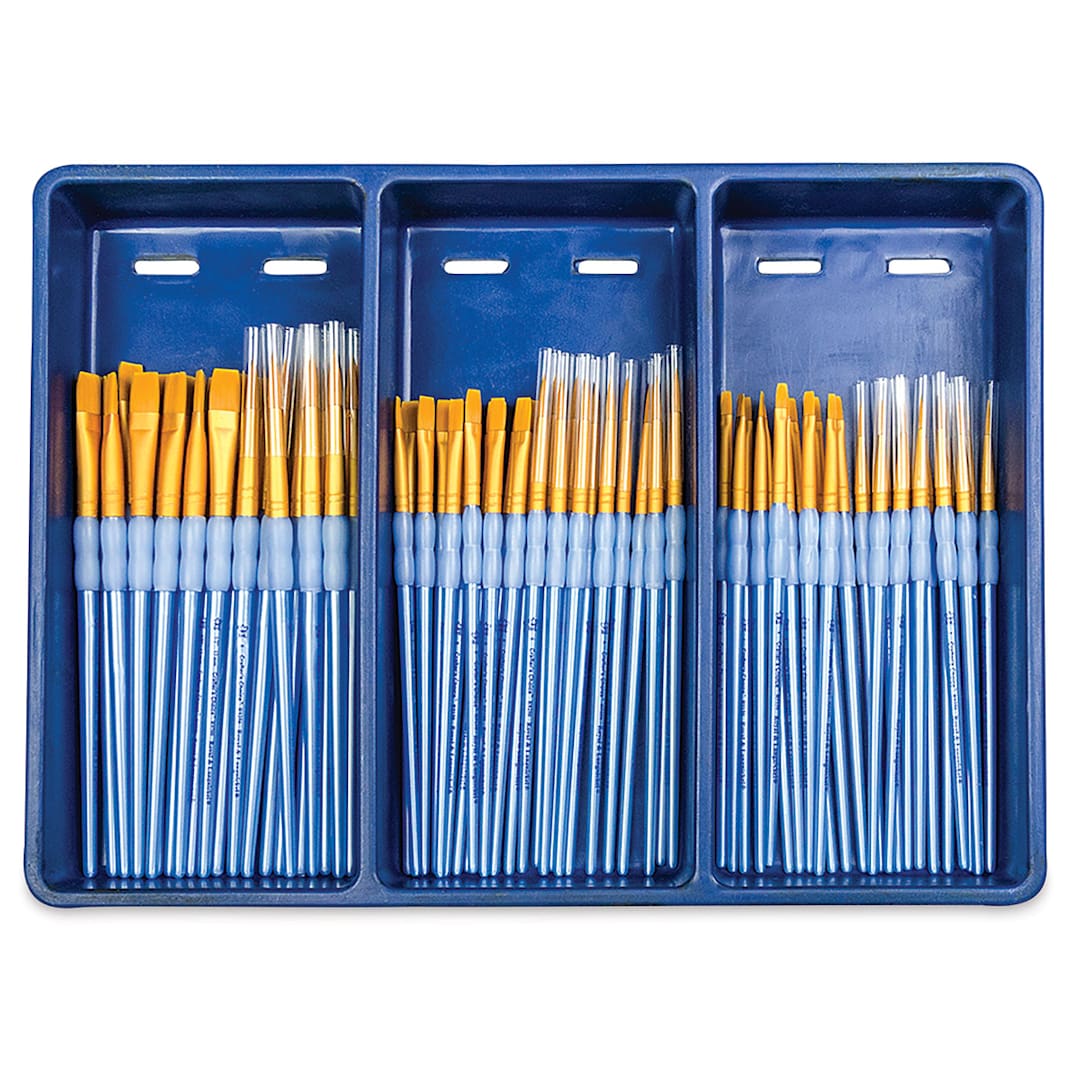 Open in modal - Royal Langnickel Golden Taklon Brushes - Combo Set of 72  Brushes (Shown in Tray)