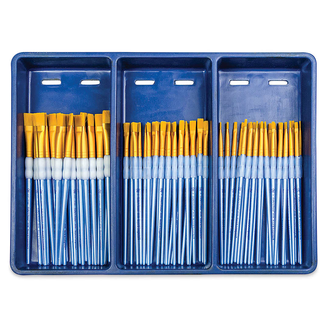 Open in modal - Royal Langnickel Golden Taklon Brushes - Shader Combo Set of 72 (Brushes in Tray)