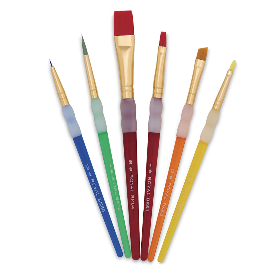 Open in modal - Royal & Langnickel Big Kid's Choice Lil' Grippers Synthetic Brushes - Deluxe Beginner, Set of 6