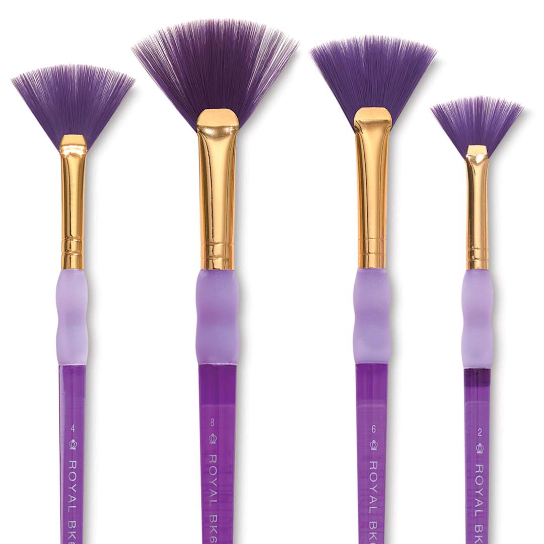 Open in modal - Royal & Langnickel Big Kid's Choice Lil' Grippers Synthetic Brushes - Fan, Set of 4