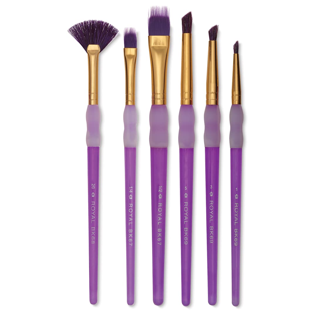 Open in modal - Royal & Langnickel Big Kid's Choice Lil' Grippers Synthetic Brushes - Deluxe Texture, Set of 6